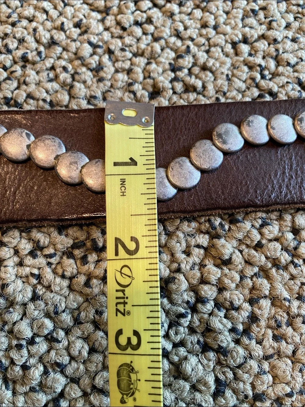 Streets Ahead Dark Brown Leather Stud Accent Belt with Silver Buckle